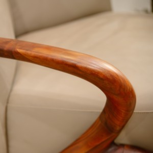 Wholesale Luxury Leather <b>Upholstered</b> Accent <b>Chair</b> with Walnut Wood Frame Solid Wood Armrests for Living Room Hotel LoungE PISANO - Product Image 2