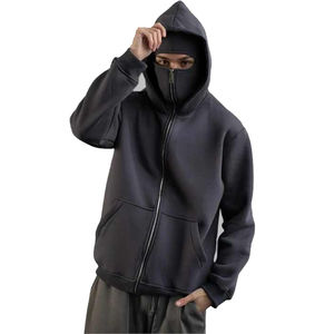 Private label full face <b>zip</b> hoodie custom cotton fleece oversized <b>zip</b> hoodie low moq for brands - Product Image 1