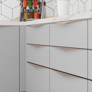 Modern Black Aluminium Profile Edge Pull Handle For Kitchen Cabinet Drawer Wardrobe Furniture Wardrobes Edge Mount <b>Door</b> Pull - Product Image 1