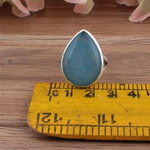 แหวนเงินแท้ 925 ประดับพลอยแคลซิโดนีสีน้ำเงินธรรมชาติ คลาสสิก สำหรับผู้หญิง เหมาะสำหรับงานแต่งงานและงานปาร์ตี้ - Product Image 2