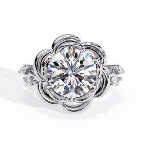 Bague de fiançailles en or massif avec diamant cultivé en laboratoire certifié Gia Igi, serti pavé, pour femmes - Product Image 1