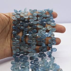 Cuentas facetadas de aguamarina verde musgo AAA en forma de pera, 7x10 mm, cuentas de piedras preciosas sueltas de aguamarina natural, hilo de 8 pulgadas para joyería - Product Image 6