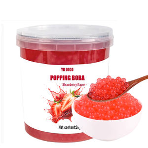 Perles de boba à la fraise en gros, certifiées halal, sans sucre, ingrédients pour bubble tea en Chine, en boîte et en bouteille - Product Image 3