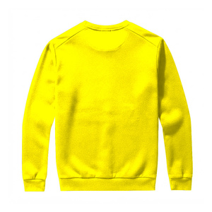 Sweat-shirt col rond jaune uni pour homme, pull décontracté en molleton, manches longues, mélange de coton épais, streetwear d'hiver - Product Image 2