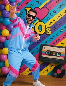 <b>Men's</b> Color Blocking Tracksuit Set Blue <b>Pink</b> Purple Full Sleeve Zipper Sporty Casual Jogging Suit Spring Wear - Product Image 3