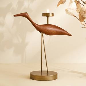 Swan Handcrafted Wooden Bird <b>Tea</b> Light Holder Metal Base Luxury Tabletop Candle <b>Stand</b> Birthday Christmas Easter Home Decoration - Product Image 1