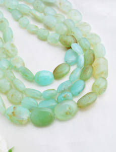 Cuentas de ópalo azul natural pulidas de 16 pulgadas, cuentas de ópalo azul natural lisas para la fabricación de joyería fina, piedra preciosa - Product Image 1