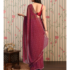 Sari para Mujer, Ropa Tradicional India, Diseño Elegante y Drapeado, Tela Suave y Ligera, Prenda Étnica Hermosa para Bodas - Product Image 4