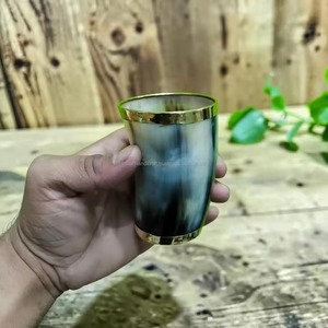 Handmade Eco-Friendly Real Buffalo Horn Shot Glass with Brass Rim Natural Horn Drinking <b>Cup</b> & Rustic Design From REHMAN CRAFT - Product Image 3