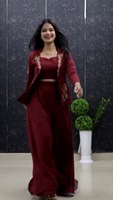 Traje Tradicional Indio de Tres Piezas Sharara Gharara Salwar Kameez con Bordado, Corte Ajustado, Protección Solar, para Fiestas