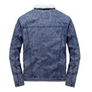 Oversized distressed men denim jacket vintage blue jean <b>coat</b> thick fleece <b>lined</b> warm outerwear for winter casual - Product Image 5