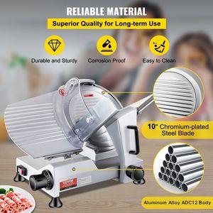 Rebanadora de Carne Eléctrica Comercial de 240 W, Rebanadora de Alimentos con Cuchilla de Acero al Carbono de 10 Pulgadas, 350-400 RPM para Carne - Product Image 3