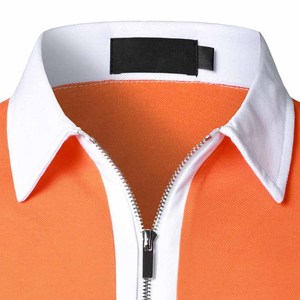Casual Short Sleeve <b>polo</b> shirts <b>Zip</b> <b>up</b> Custom Color 100% Cotton Breathable Knitted Fabric collar tees - Product Image 4