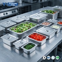 Gastronorm-Behälter aus Edelstahl für Gewerbeküchen und Hotels mit Deckeln