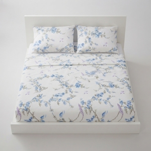 Parure de lit et 2 taies d'oreiller Ashley en coton imprimé classique avec motif floral bleu 150tc - Product Image 1