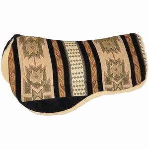 Tapis de selle d'équitation western avec doublure en cuir de vachette et polaire, accents marron, housse de selle pour l'équitation - Product Image 1