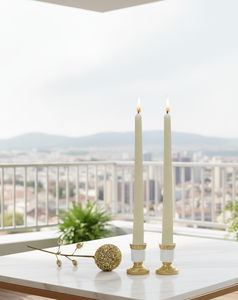 Ensemble de 2 bougies coniques en cire de soja ivoire, sans fumée, pour mariages, Noël, Halloween, décoration de la maison - Product Image 3