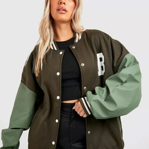Blouson universitaire classique personnalisé pour homme, style urbain, camouflage printanier, avec design de manches personnalisé et position du logo sur le devant - Product Image 4