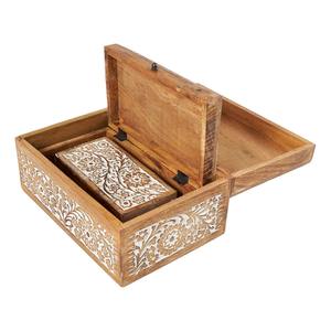 Trending Premium Quality Handmade 3 Piece Solid Mango Wood <b>Box</b> Set Hand Carved Antique <b>Floral</b> Decorative Keepsake <b>Box</b> - Product Image 4