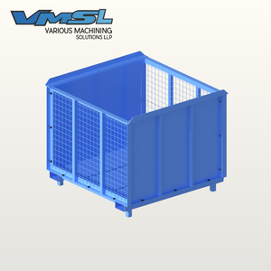VMSL Heavy Duty <b>Stackable</b> Metal <b>Storage</b> Cage Foldable Wire Mesh Pallet Box Industrial Warehouse <b>Container</b> Made India Model VMSL - Product Image 1
