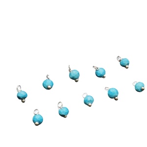 Wholesale Christian Bohemian 3-4mm Round Turquoise Gemstone Charms 925 Sterling <b>Silver</b> <b>Wire</b> Wrapped for Jewelry Making - Product Image 1