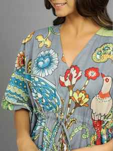 Vestido Kaftan de Algodón Indio Hecho a Mano, Estilo Kimono, para Playa - Product Image 2