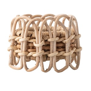 Porte-serviettes rustique artisanal en rotin pour salle à manger de style farmhouse côtier, anneaux de serviette en rotin tressé style bohème - Product Image 5
