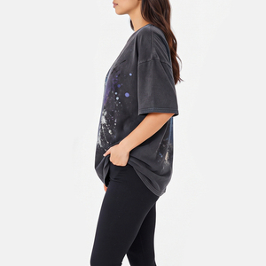 Women's Oversized Crew Neck T-<b>Shirt</b> With Blue Purple <b>Paint</b> Splatter Graphic Print Drop Shoulder Loose Fit T <b>shirt</b> for Women - Product Image 5