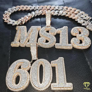 Luxury 18K Gold Plated SPE Letter <b>Necklace</b> Full Iced Out Lab Grown Diamond Pendant Hiphop Style Jewelry for Men - Product Image 3