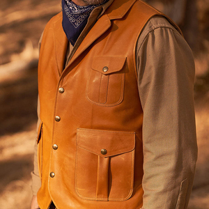 Best Style Genuine <b>Leather</b> Vests <b>Men</b> High Quality Waterproof Breathable Motorcycle Biker Outerwear Custom Logo Smart Autumn - Product Image 3