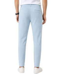 Men Sky Blue Slim Fit Casual Jogger Pants Elastic Waist <b>Drawstring</b> <b>Trousers</b> Soft Fabric Comfortable Daily Wear Stylish Look - Product Image 2