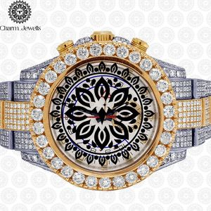 Charm Jewells Stainless Steel <b>Diamond</b> <b>Watch</b> Round Analog Dial Sapphire Crystal Luxury Fashion Unisex Chronograph 40mm - Product Image 2