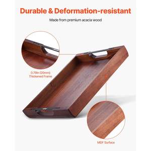 Acacia Wood <b>Serving</b> Tray Rustic Decorative Handles Bed Breakfast <b>Platter</b> <b>for</b> Kitchen Living Room <b>Party</b> Couch Ottoman Coffee - Product Image 2