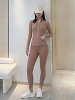 Ensemble de survêtement 2 pièces respirant et ajusté pour femme, avec veste zippée à col montant et leggings taille haute, grandes tailles