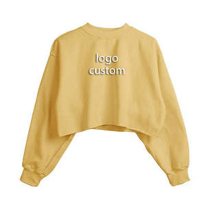 Sweat-shirt court à capuche pour femme, personnalisable avec logo, en coton, col rond, vente en gros - Product Image 4