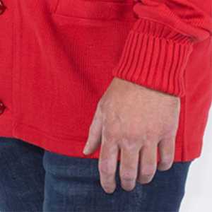 Cardigans à col en V rouges personnalisés avec logo, manches longues, couleur unie, tricot acrylique, fermeture boutonnée, vêtements décontractés d'automne - Product Image 2