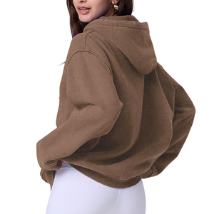 Sudadera con Capucha para Mujer, Lavado Ácido, Material de Algodón, Interior de Felpa Suave, Capucha Ajustable, Bolsillo Canguro, Corte Holgado, Estilo Casual Urbano - Product Image 5