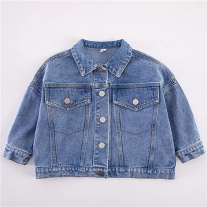 Spring Fall Boys and Girls Casual All-match Denim <b>Jackets</b> 2-10 Years Kids Turn-down Collar Long Sleeve Coat Children Loose Tops - Product Image 1