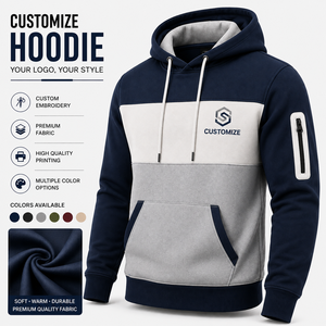 Sudadera con Capucha Gris para Hombre, Corte Regular, Color Sólido, Diseño con Bolsillos, Ropa Casual de Invierno, Tejida, 100% Algodón, Bordada - Product Image 1