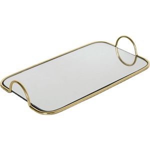 Elegante Bandeja de Servir con Borde Dorado y Superficie Reflectante, Organizador Decorativo para el Hogar, Cocina y Comedor - Product Image 4