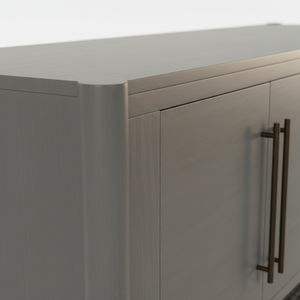 Buffet en bois tressé naturel à 4 portes avec étagère en rotin, meuble de rangement moderne en bois et tissu tressé, pieds ronds - Product Image 6