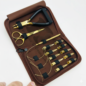Nuevo Kit de Herramientas para Extensiones de Cabello HOOPER COMPANY, Acero Inoxidable, Alicates, Clips, Agujas en Forma de C, Microperlas Doradas - Product Image 3