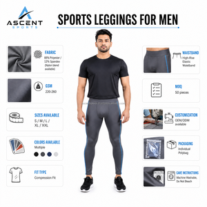 Leggings de Compresión para Gimnasio para Hombre, Pantalones Deportivos para Correr, Capa Base para Entrenamiento, Fabricante Mayorista OEM ODM - Product Image 6