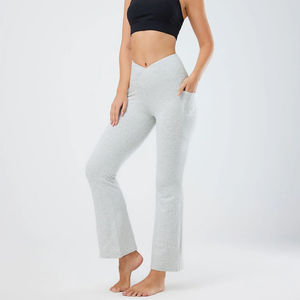 Women Seamless Mid Waist Full Length Yoga Flare <b>Leggings</b> Comfortable Lightweight Spandex/<b>Polyester</b> Knitted - Product Image 3