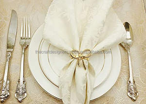 Décorations de mariage Vaisselle Porte-serviettes Nœud coulé Rond de serviette Serviette de luxe réutilisable Anneaux de tissu Or de haute qualité - Product Image 6