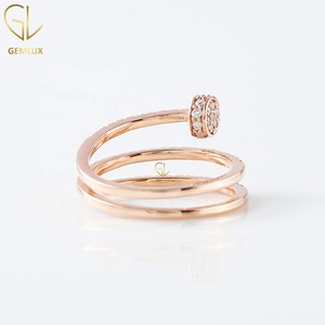 Round Cut Moissanite Diamond Ring, 18K Rose Gold Spiral Nail Ring, Open Cuff Spiral <b>Wrap</b> Ring Anniversary <b>Gift</b> for Women - Product Image 2