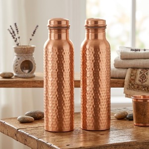 Hand Hammered Pure Copper Water Bottle 750ml 950ml 1000ml Leak Proof Ayurvedic Drinking Bottle - Product Image 6