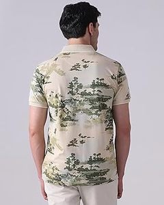 Chemise à manches courtes classique à motif floral, coupe ajustée, pour un usage quotidien, couleur unie, tissu jersey respirant en coton et polyester de qualité supérieure, toucher doux - Product Image 2