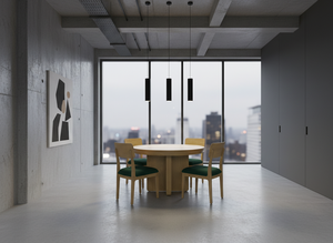 Juego de Mesa de Comedor y Café Redonda Moderna con 4 Sillas, Muebles de Madera Maciza de Fresno para Sala de Estar - Product Image 3