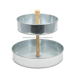 High Quality Galvanized Metal 2 Tiered Stand resin epoxy mold Handle and <b>wooden</b> base for Bar Party <b>Birthday</b> Celebration - Product Image 6